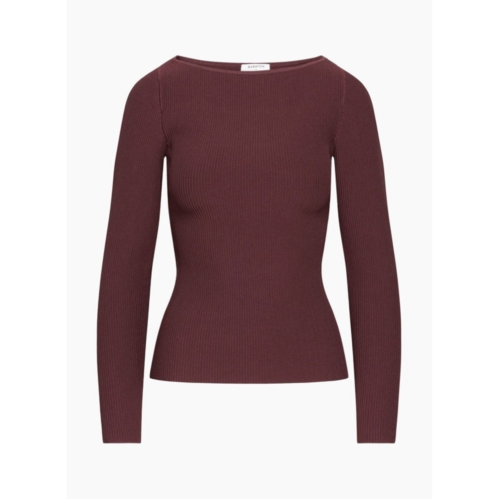 ARITZIA BABATON Sculpt Knit Opus Long-Sleeve in Burgundy